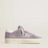 Hi Star da donna in pelle scamosciata viola con stella glitterata argento
