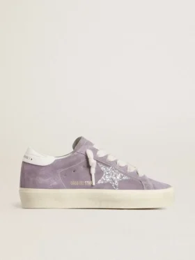 Hi Star da donna in pelle scamosciata viola con stella glitterata argento