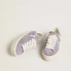 Hi Star da donna in pelle scamosciata viola con stella glitterata argento