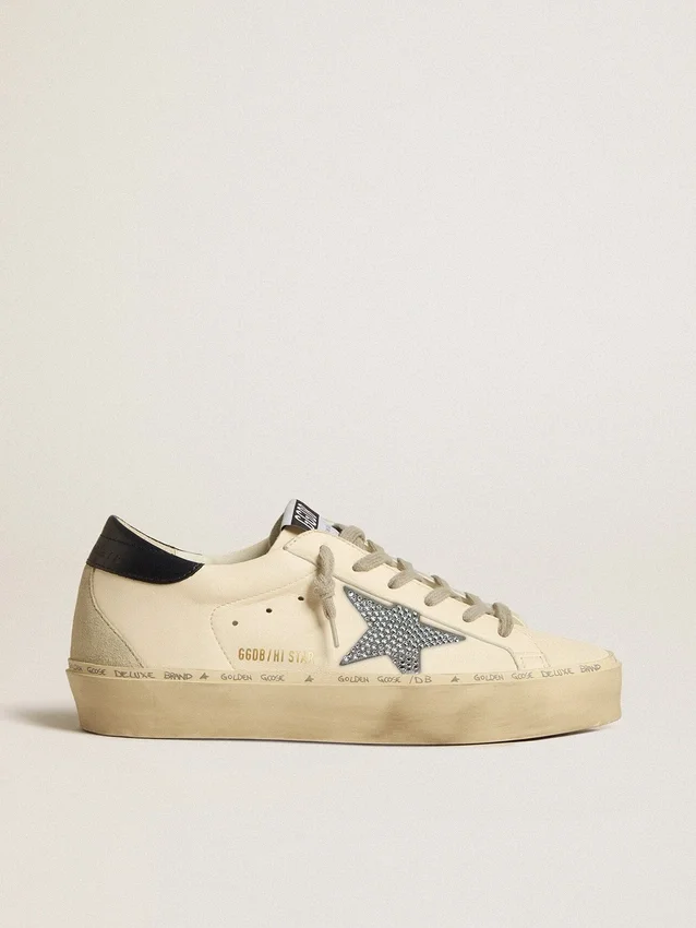 Hi Star in nappa con stella in cristalli Swarovski e linguetta sul tallone in pelle blu scuro