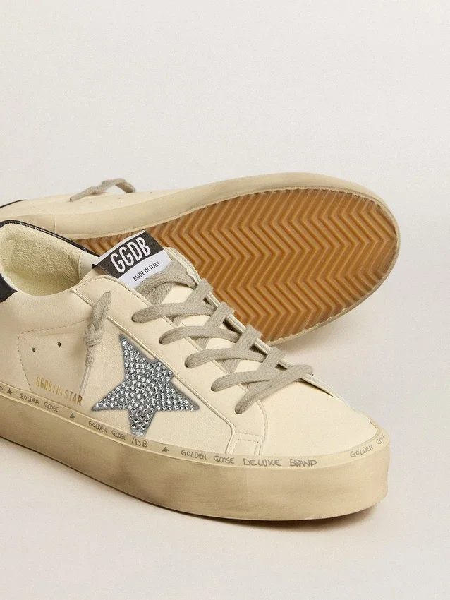 Hi Star in nappa con stella in cristalli Swarovski e linguetta sul tallone in pelle blu scuro