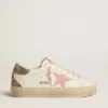 Hi Star in pelle bianca con stella in pelle scamosciata rosa e linguetta sul tallone con glitter rosa