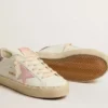 Hi Star in pelle bianca con stella in pelle scamosciata rosa e linguetta sul tallone con glitter rosa
