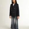 Jeans a gamba larga in denim bull blu medio