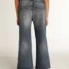 Jeans a gamba larga in denim bull blu medio
