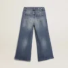 Jeans a gamba larga in denim bull blu medio