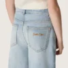 Jeans bootcut da bambina Golden in denim azzurro con logo ricamato