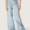 Jeans bootcut da bambina Golden in denim azzurro con logo ricamato