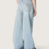 Jeans bootcut da bambina Golden in denim azzurro con logo ricamato