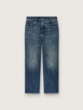 Jeans bootcut da bambine Journey in denim blu con strass sfumati