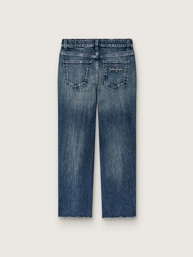 Jeans bootcut da bambine Journey in denim blu con strass sfumati