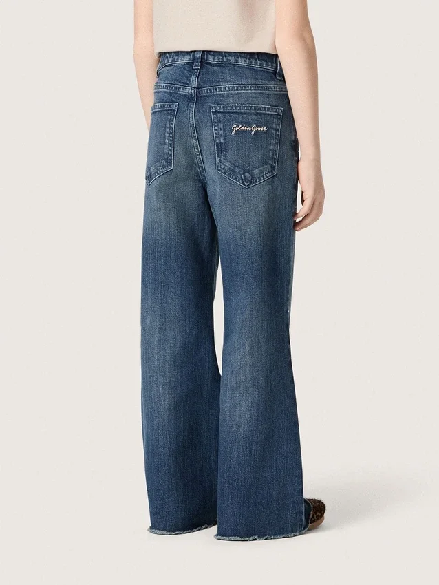 Jeans bootcut da bambine Journey in denim blu con strass sfumati