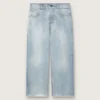 Jeans da bambino Golden in denim azzurro con logo ricamato
