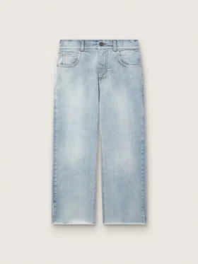 Jeans da bambino Golden in denim azzurro con logo ricamato