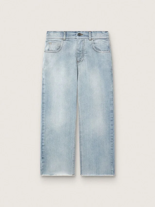 Jeans da bambino Golden in denim azzurro con logo ricamato