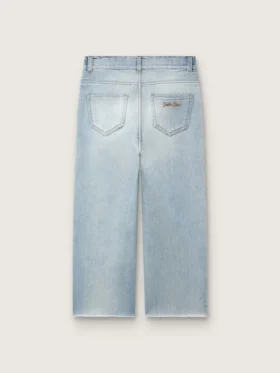 Jeans da bambino Golden in denim azzurro con logo ricamato