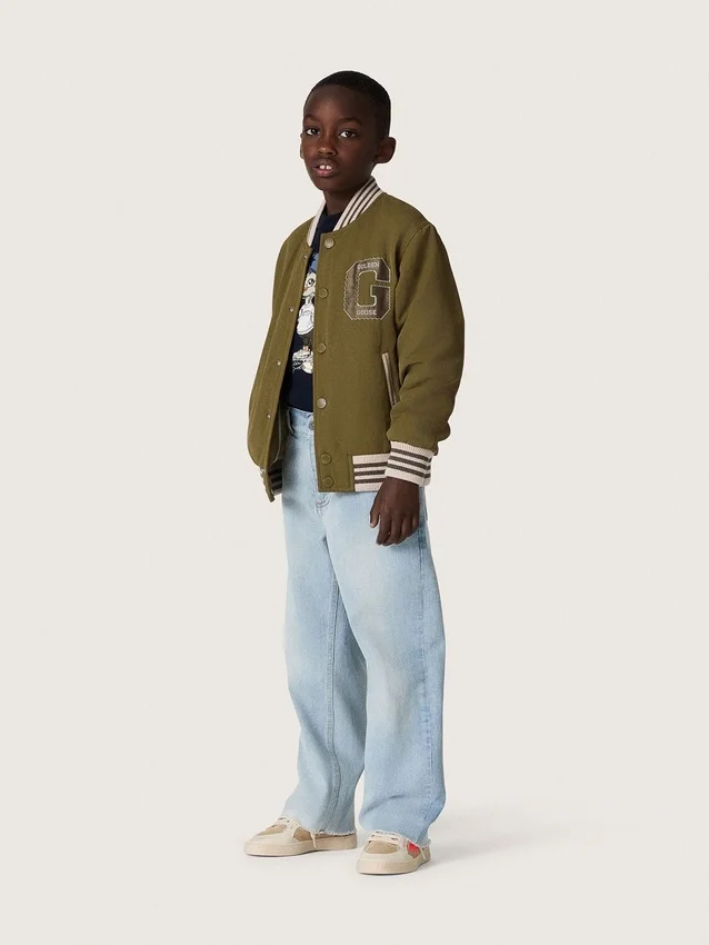 Jeans da bambino Golden in denim azzurro con logo ricamato