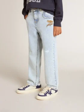 Jeans da bambino in denim chiaro