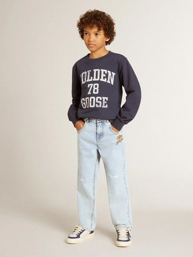 Jeans da bambino in denim chiaro