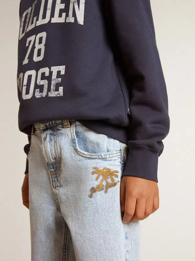 Jeans da bambino in denim chiaro