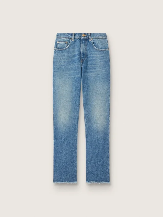 Jeans da donna a zampa corti con lavaggio medio