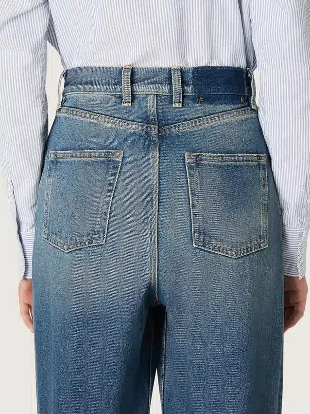 Jeans da donna Golden in stile boyfriend in denim azzurro chiaro con effetto stone-washed