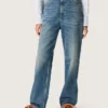 Jeans da donna Golden in stile boyfriend in denim azzurro chiaro con effetto stone-washed