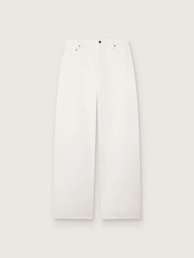Jeans da donna Golden in stile boyfriend in denim bull bianco ottico