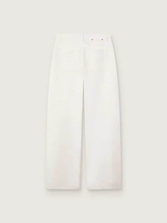 Jeans da donna Golden in stile boyfriend in denim bull bianco ottico