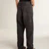 Jeans da donna in cotone nero con effetto consumato e toppe sul davanti