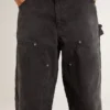 Jeans da donna in cotone nero con effetto consumato e toppe sul davanti