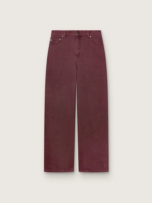 Jeans da donna in denim bordeaux
