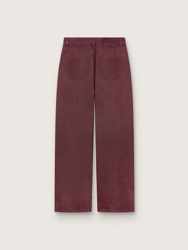 Jeans da donna in denim bordeaux