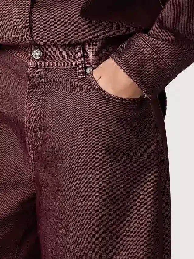 Jeans da donna in denim bordeaux