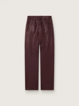 Jeans da donna in denim bordeaux con cristalli sfumati