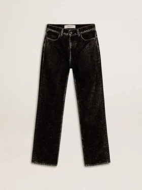 Jeans da donna neri con effetto lavaggio vellutato