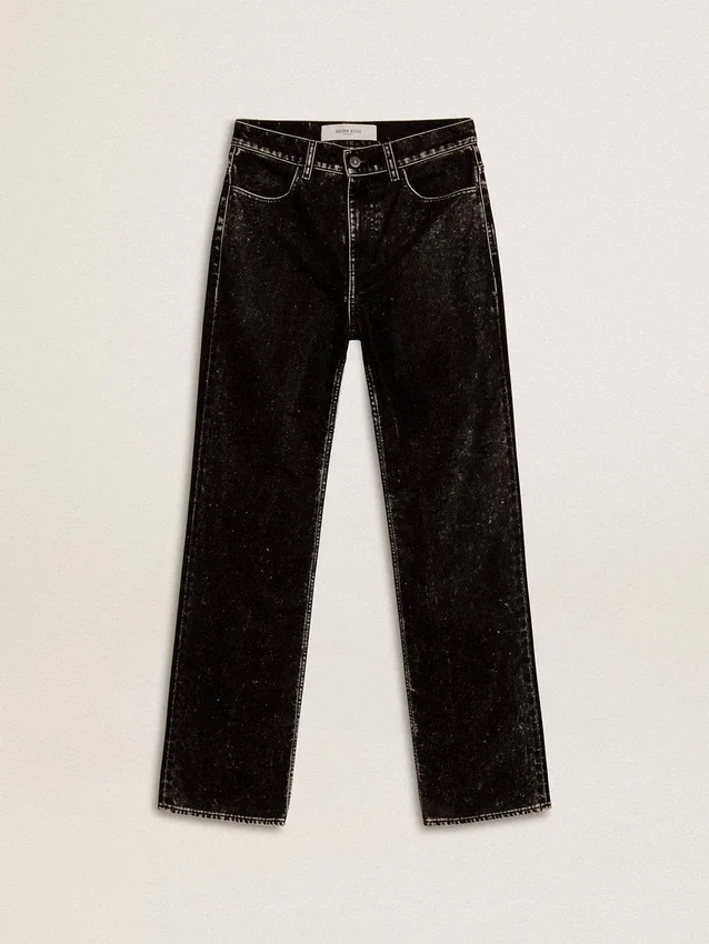 Jeans da donna neri con effetto lavaggio vellutato