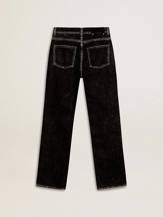 Jeans da donna neri con effetto lavaggio vellutato
