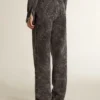 Jeans da donna neri con motivo floreale