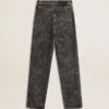 Jeans da donna neri con motivo floreale