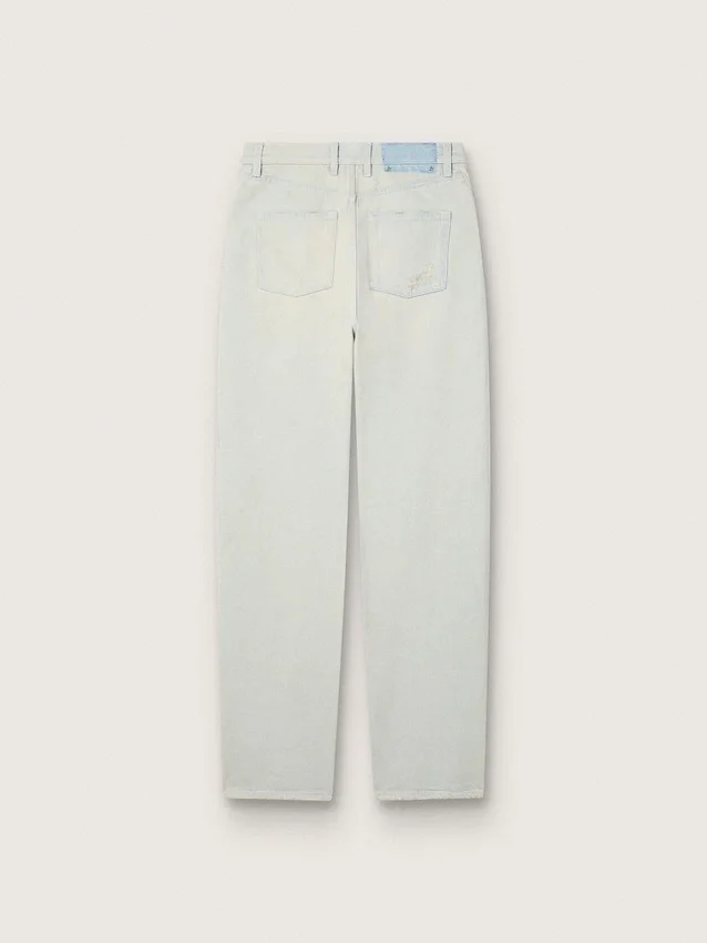 Jeans da donna sbiaditi con cristalli cabochon