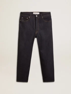 Jeans da uomo blu scuro in denim one-wash