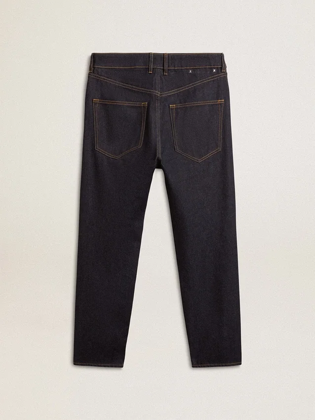 Jeans da uomo blu scuro in denim one-wash