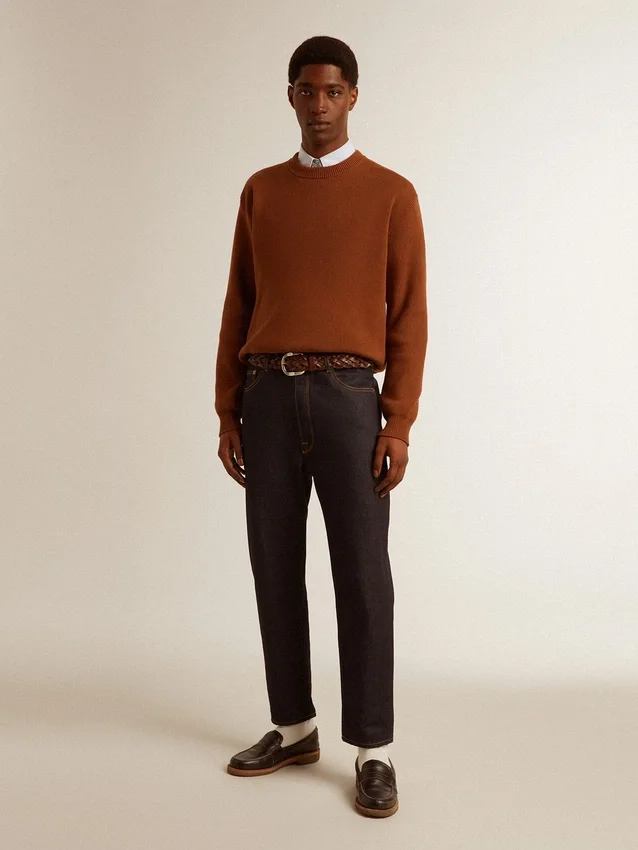 Jeans da uomo blu scuro in denim one-wash