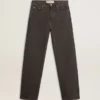 Jeans da uomo grigio scuro in denim con lavaggio a pieghe ritorte