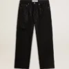 Jeans da uomo neri dalla vestibilità ampia con cristalli su tutta la superficie e effetto sfumato