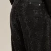 Jeans da uomo neri dalla vestibilità ampia con cristalli su tutta la superficie e effetto sfumato