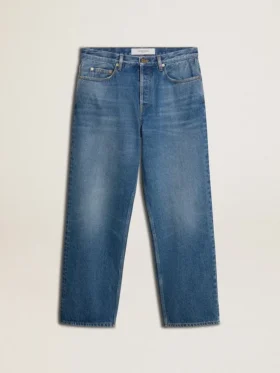 Jeans larghi blu con lavaggio medio