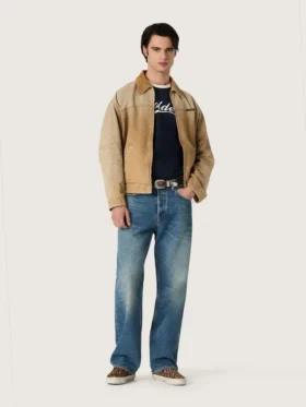 Jeans larghi blu con lavaggio medio