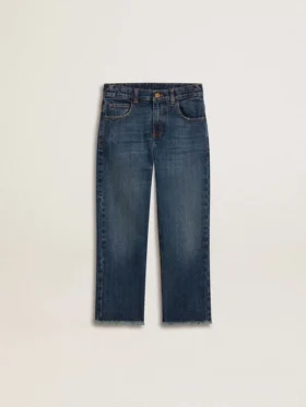 Jeans per bambini con orlo grezzo e ricamo